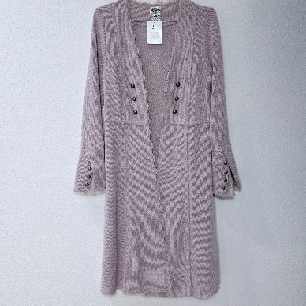 Vocal Women Long Knit Military Jacket SM NWT Mauve Boho Western Shabby Chic
